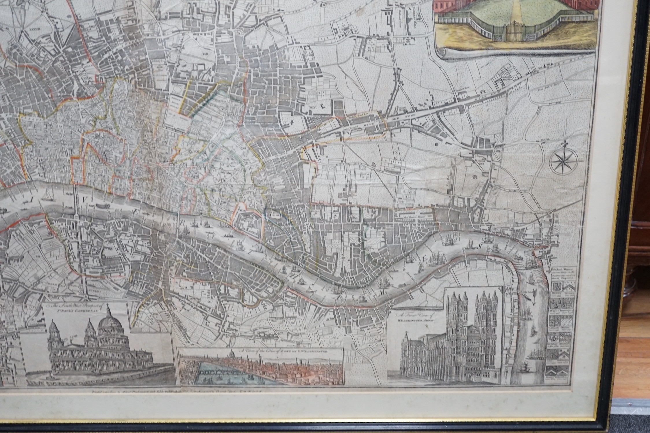 I. Marshall Publ., coloured engraving, New and Accurate Plan of the Cities London & Westminster & Borough of Southward, 1790, 59 x 104cm